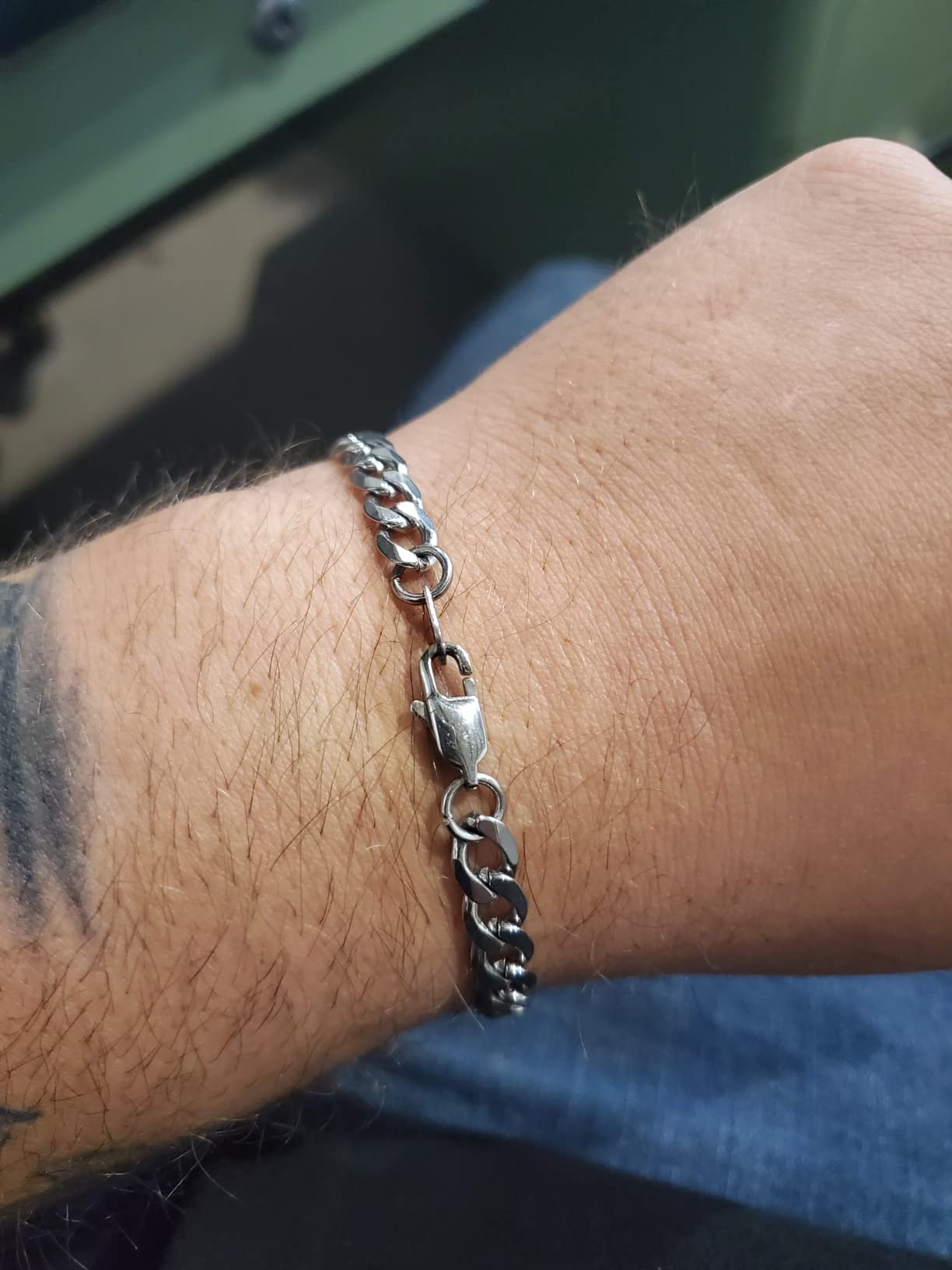 PROSTEEL Bracelets for Men, Figaro/Cuban Mens Bracelet, Silver/Gold/Black customer photo 2