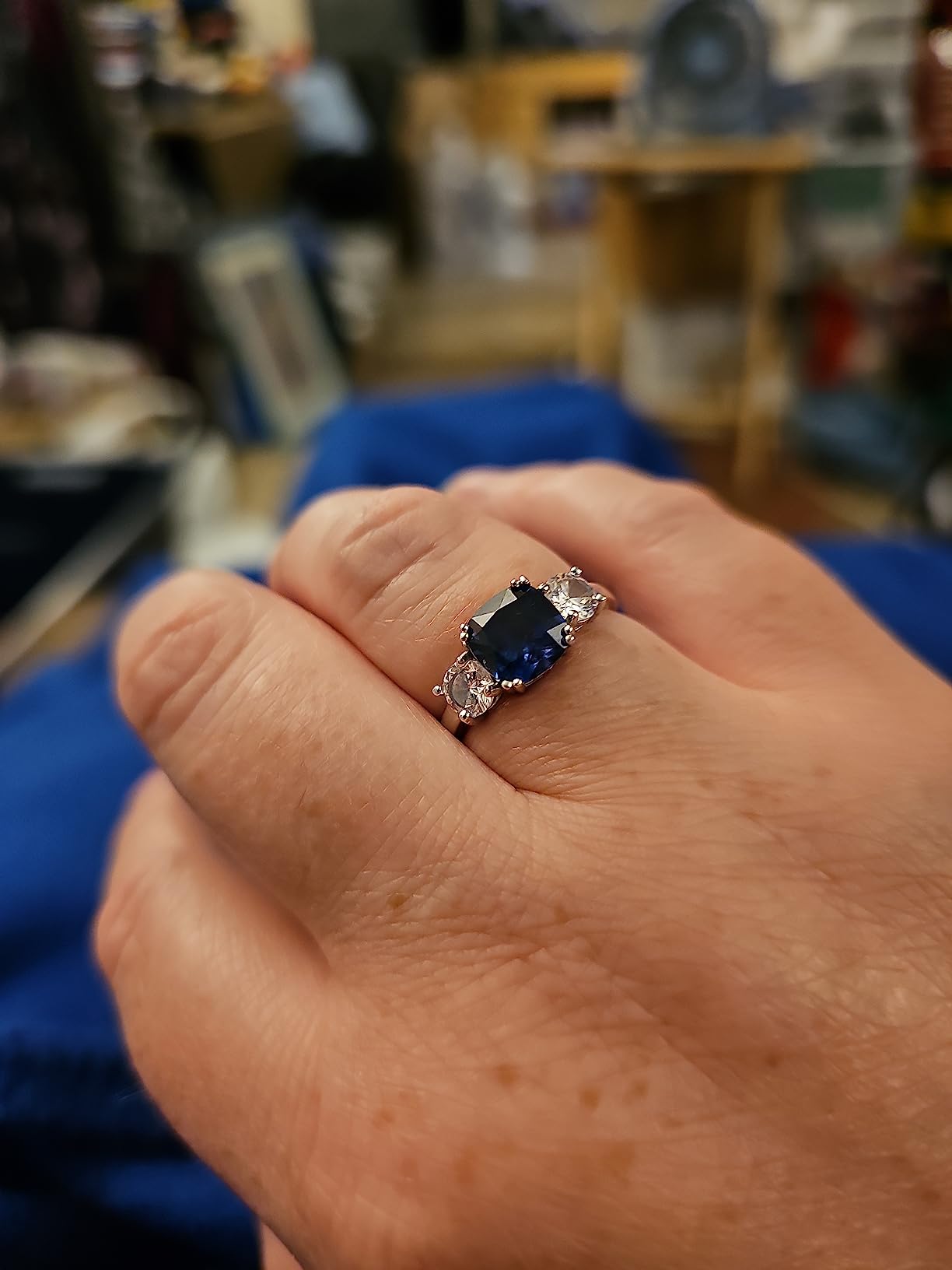 Gem Stone King 4.00 Cttw Blue Simulated Sapphire Engagement Ring customer photo 1