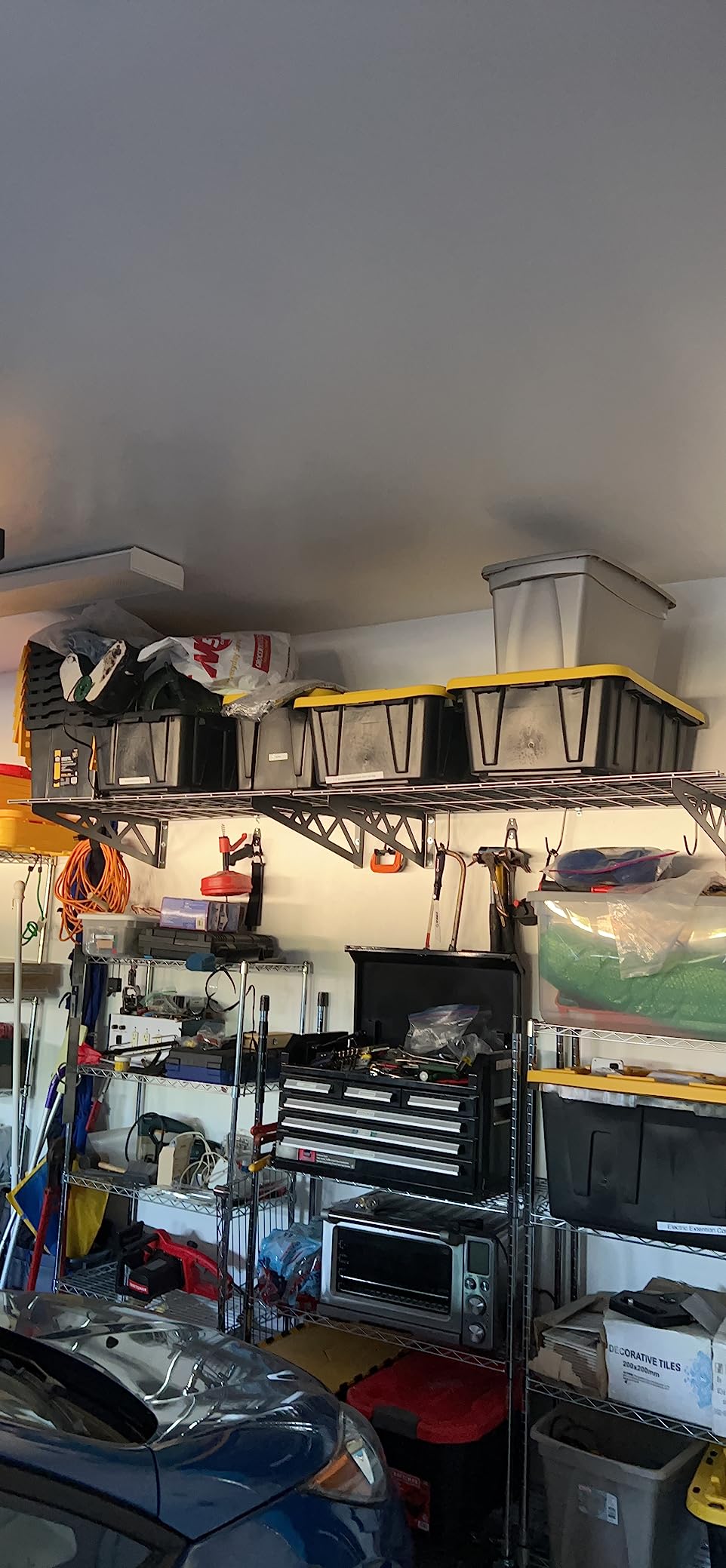 SafeRacks Steel Garage Wall Shelves 2-Pk w/Hooks, 500lb, Hammertone (18x36) customer photo 2