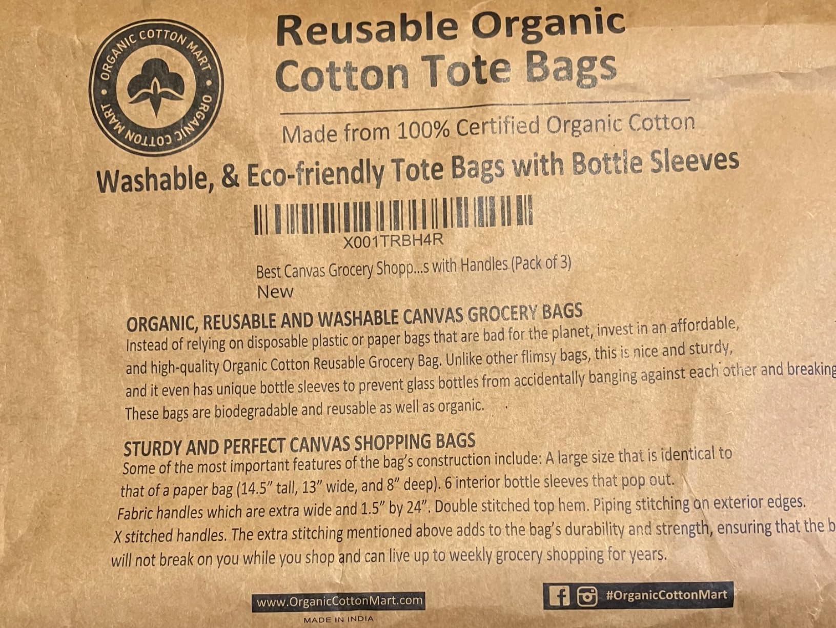 Best Canvas Grocery Shopping Bags - Cloth Grocery Tote Bags - Reusable Cotton Grocery Tote Bags with Bottle Sleeves customer photo 1