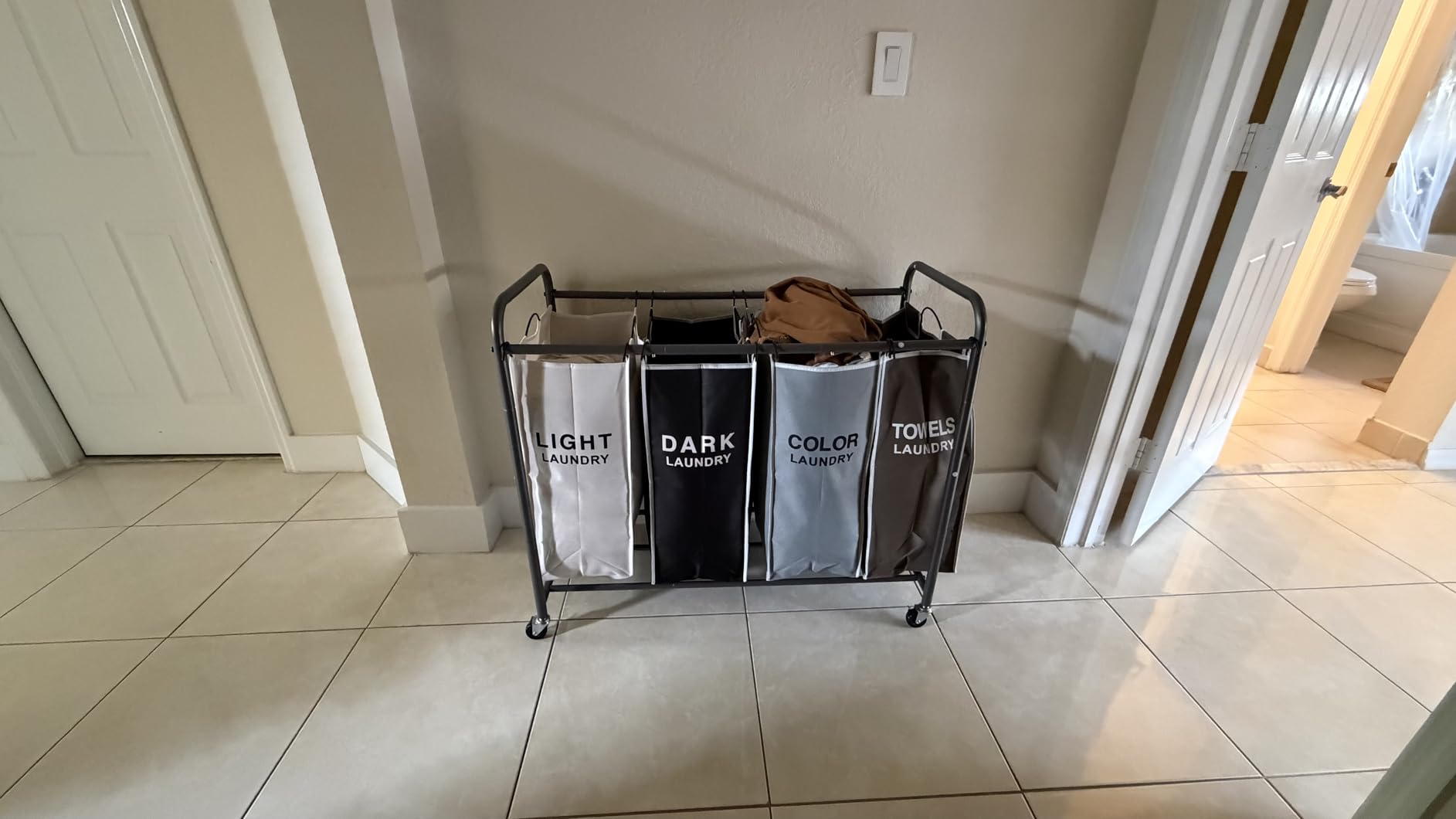 ROMOON Laundry Hamper Sorter Cart, 4-Section Organizer with Lockable Wheels customer photo 1
