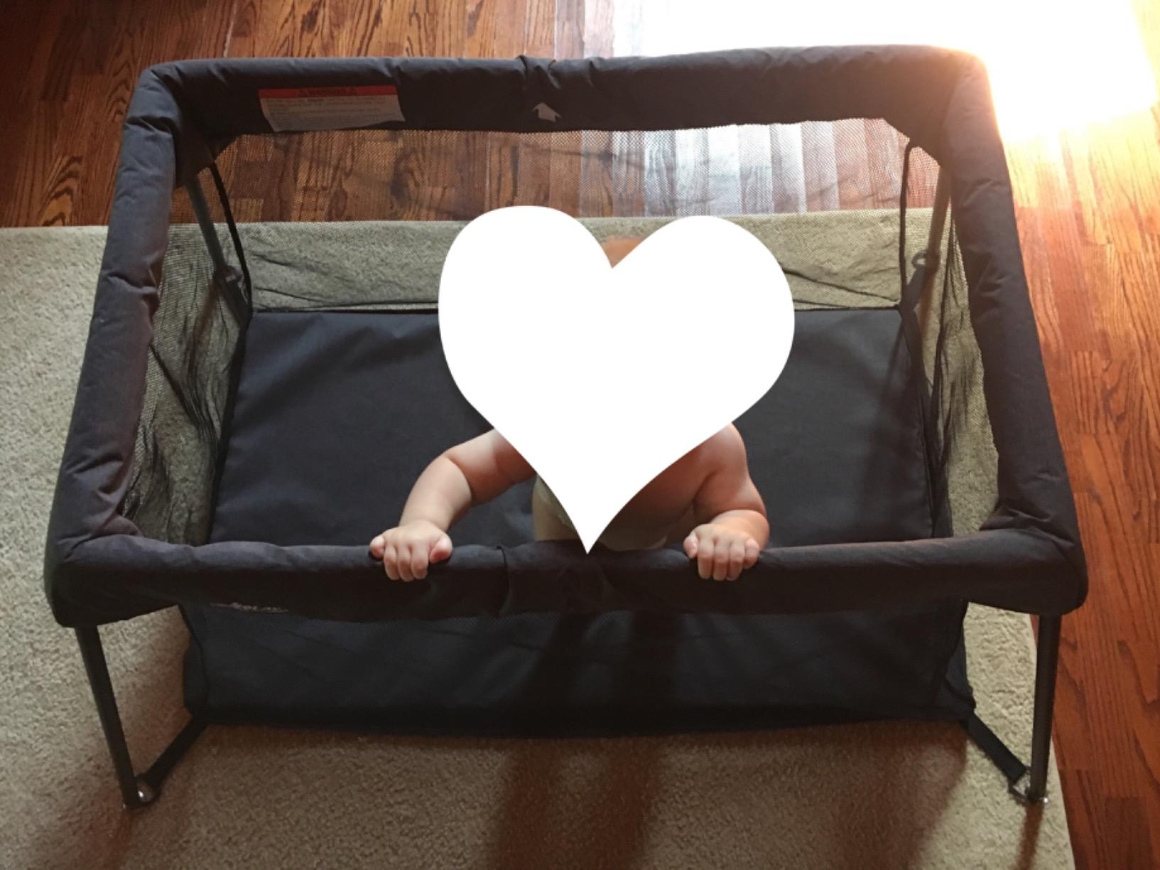 UNiPLAY Foldable Travel Crib, Lightweight Portable Playpen, Easy to Pack Playard with Comfortable Mattress and Breathable Mesh Liner for Infants and Toddlers customer photo 1