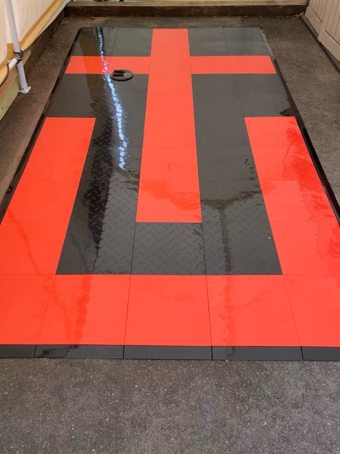 IncStores ⅜ Inch Thick Nitro Interlocking Garage Floor Tiles | Plastic Floor Tile Set for Parking, Protecting, and Displaying Motorcycles | 12