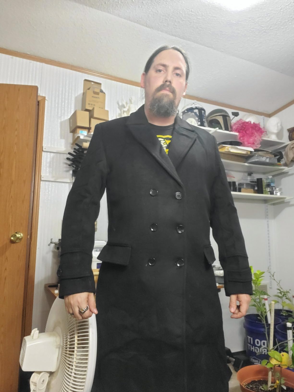 APTRO Men's Luxury Full Length Trench Coat Long Wool Overcoat Winter Windbreaker customer photo 1