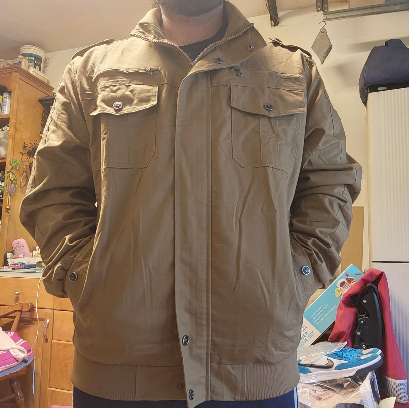 EKLENTSON Men's Military Flight Jackets Cotton Multi Pocket Workwear customer photo 1