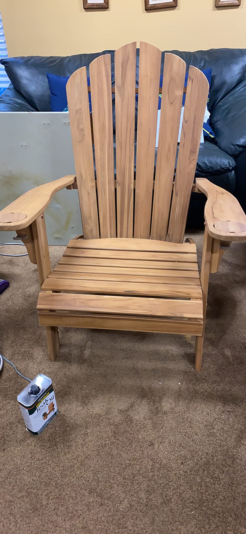Cambridge Casual Arie Oversized Patio Adirondack Chair, Teak Wood/Natural Teak with Cup Holder customer photo 1