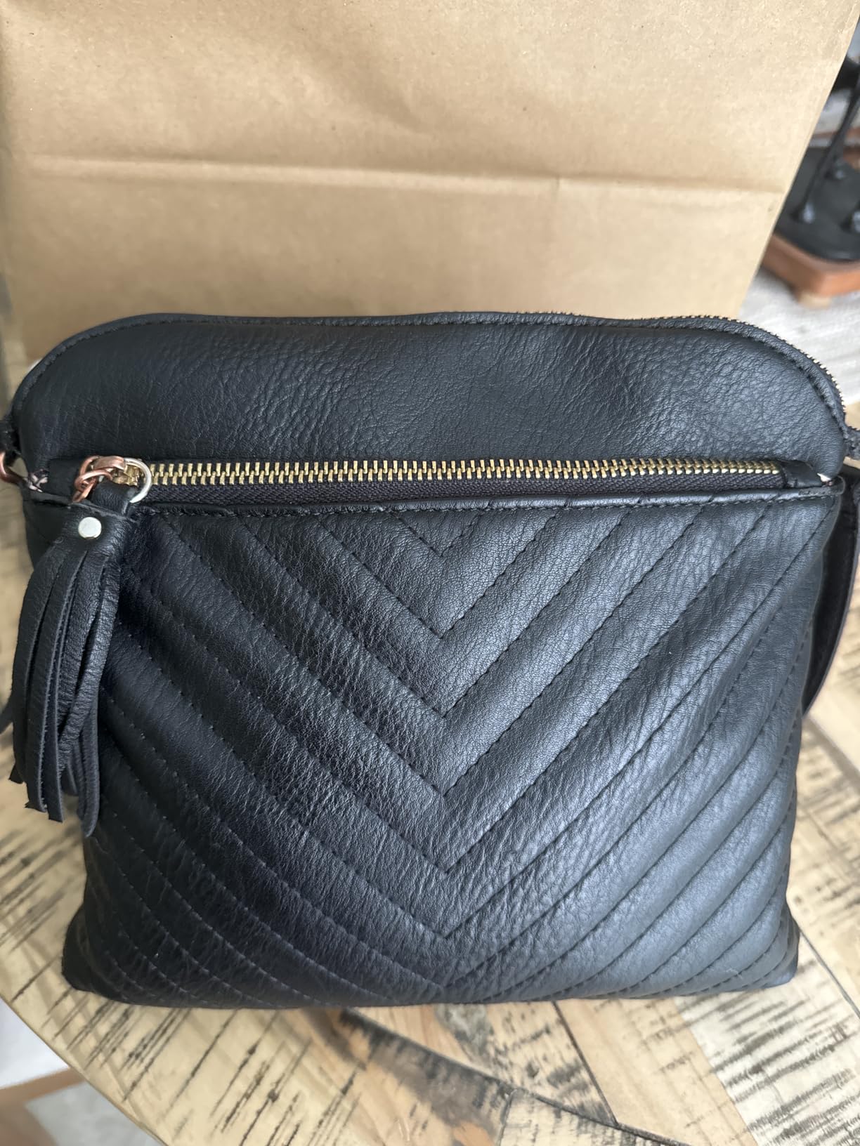 FashionPuzzle Chevron Quilted Medium Crossbody Bag with Tassel Accent customer photo 2