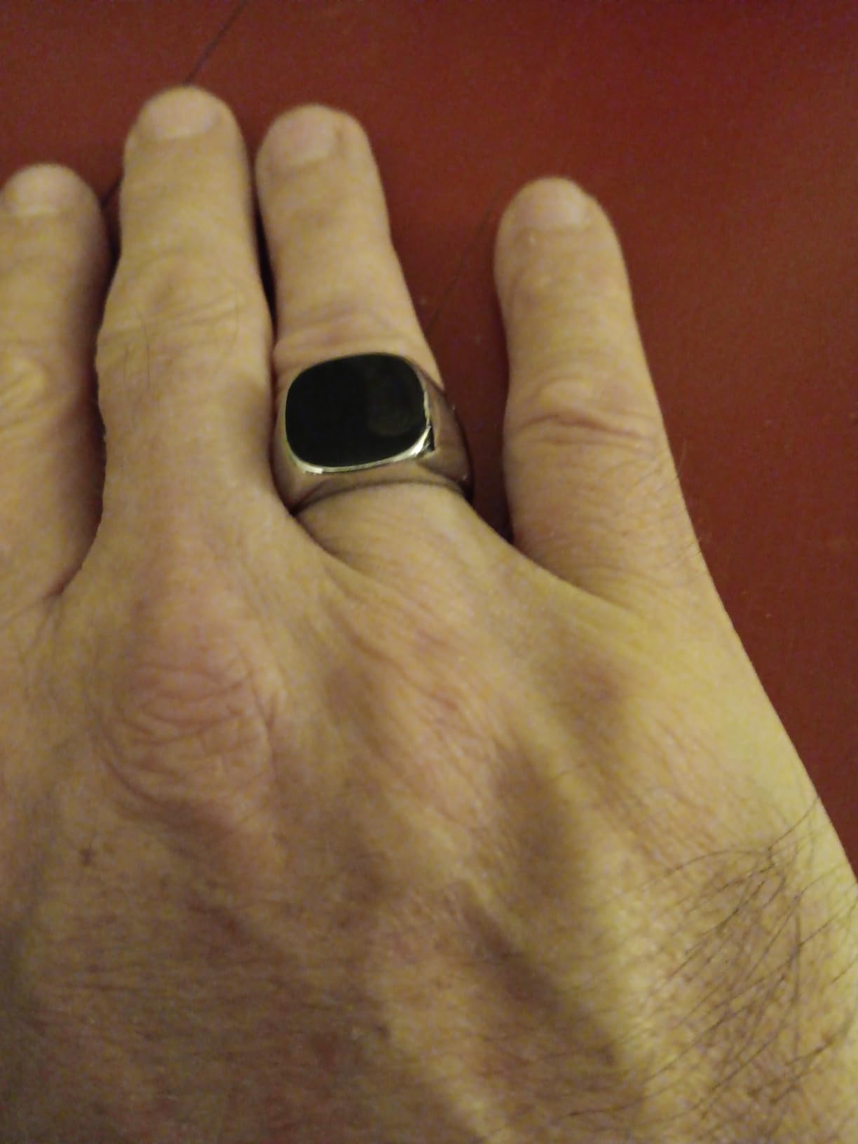 Stainless Steel Classic Simple Plain Black Enamel Signet Pinky Ring Size 4-16 customer photo 2