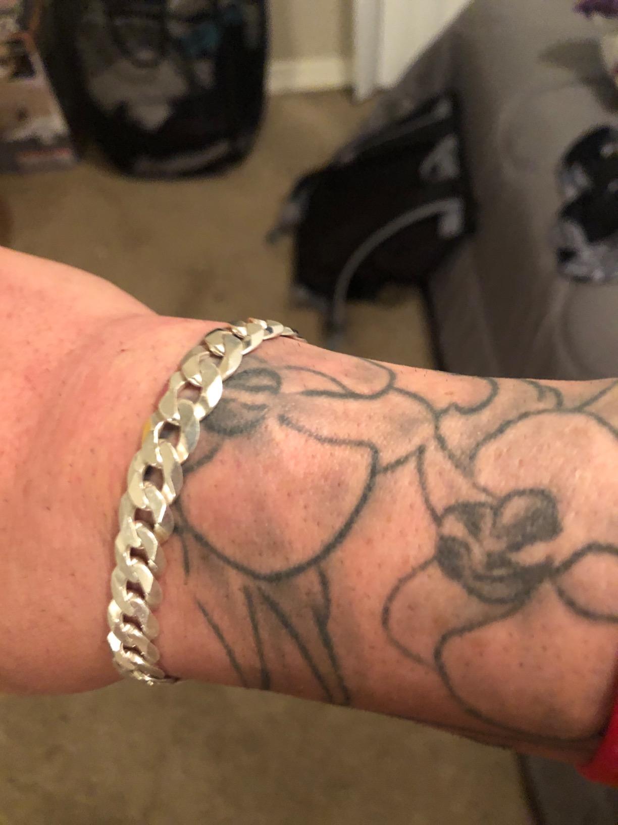Miabella Italian 925 Sterling Silver 9mm Cuban Link Chain Bracelet for Men customer photo 1