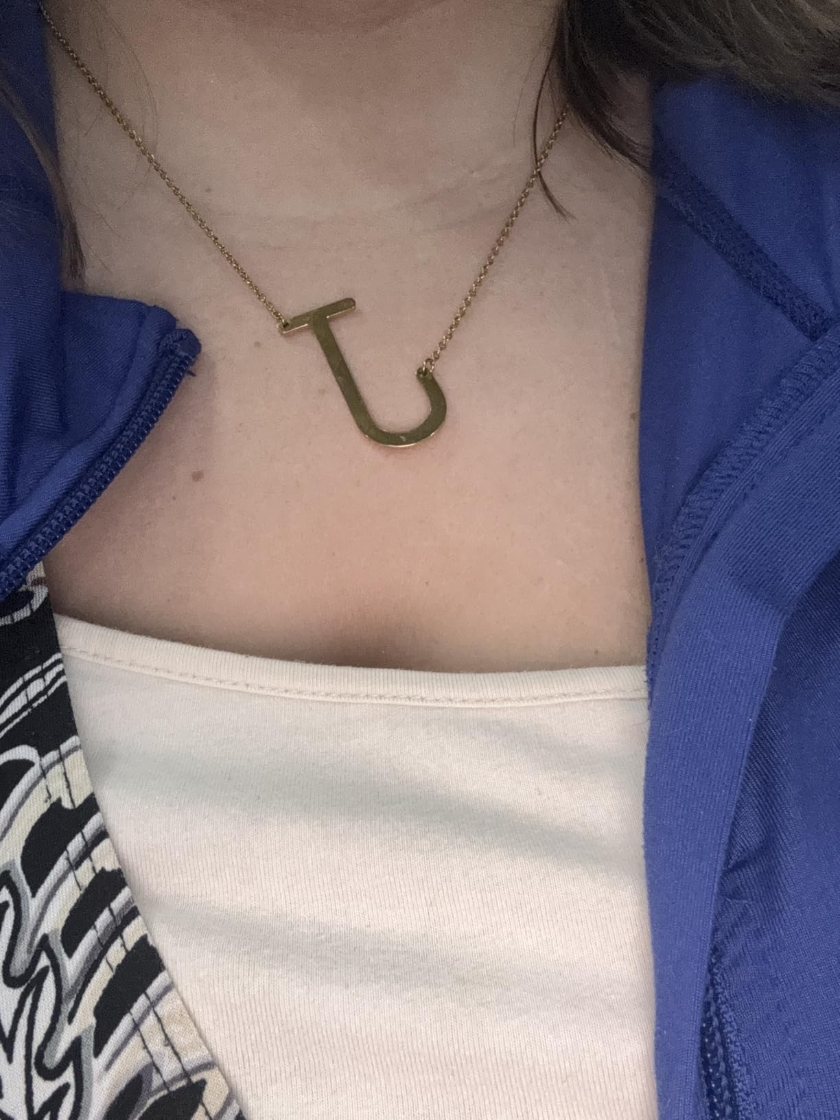 MOMOL Sideways Initial Necklace for Women Gold Plated Large Letter Necklace customer photo 2
