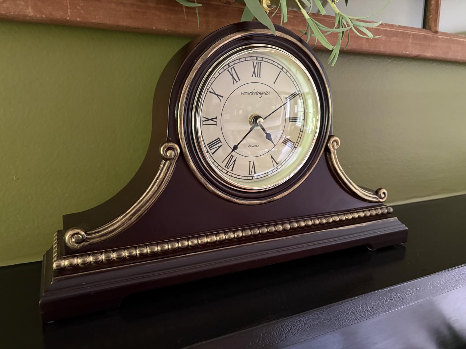 Mantel Clocks, Battery Operated, Silent Wood Table Clock with Westminster Chimes On The Hour, Solid Wooden Shelf Chiming Mantle Clock, 9