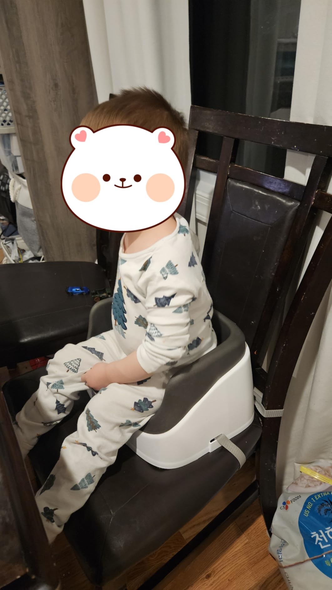 Ingenuity SmartClean Toddler Booster Seat for Kitchen Chair – Lightweight for on-the-go, Easy-Clean, 3-Point Harness Strap – Booster Seat for Dining Table, Slate customer photo 2