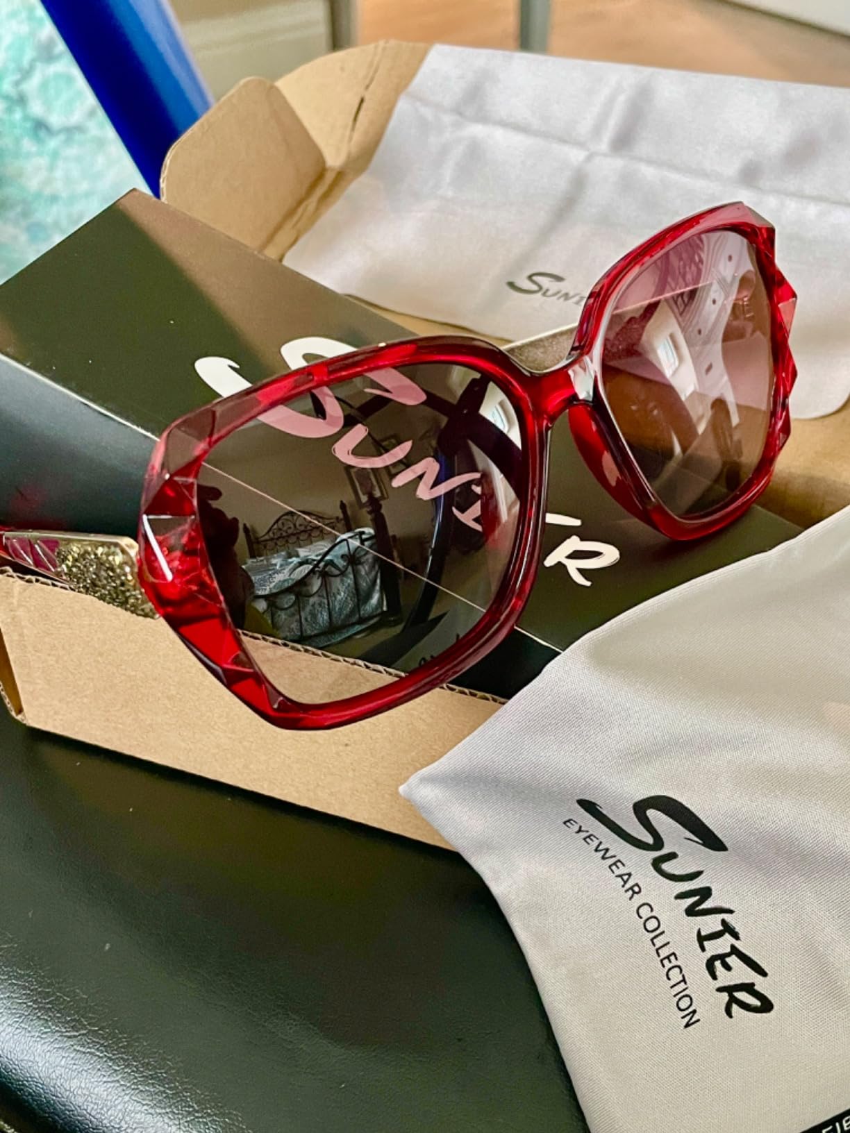 Sunier Sunglasses Womens Polarized, Trendy Oversized Big UV400 Sun Glasses customer photo 2