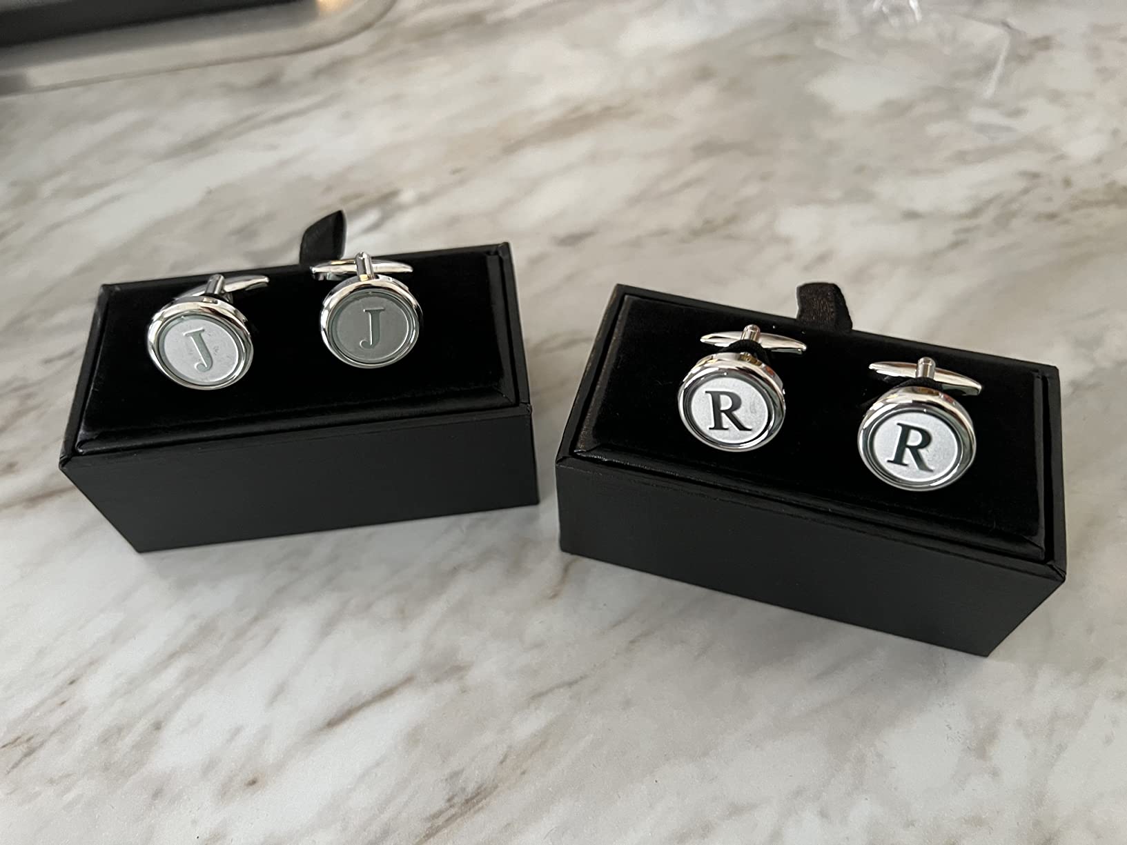 Mens Classic Stainless Steel Initial Cufflinks 26 Alphabet Initial Letter Cufflinks Business Wedding Shirts A-Z customer photo 1
