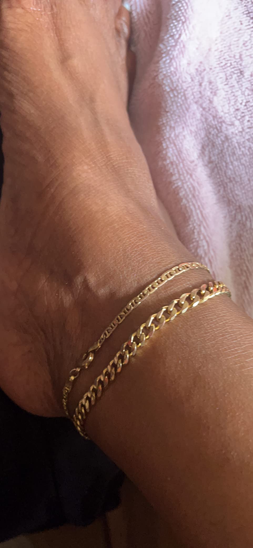 Barzel 18K Gold Plated Curb Link Anklet For Women, 10 Inches - Made In Brazil customer photo 2