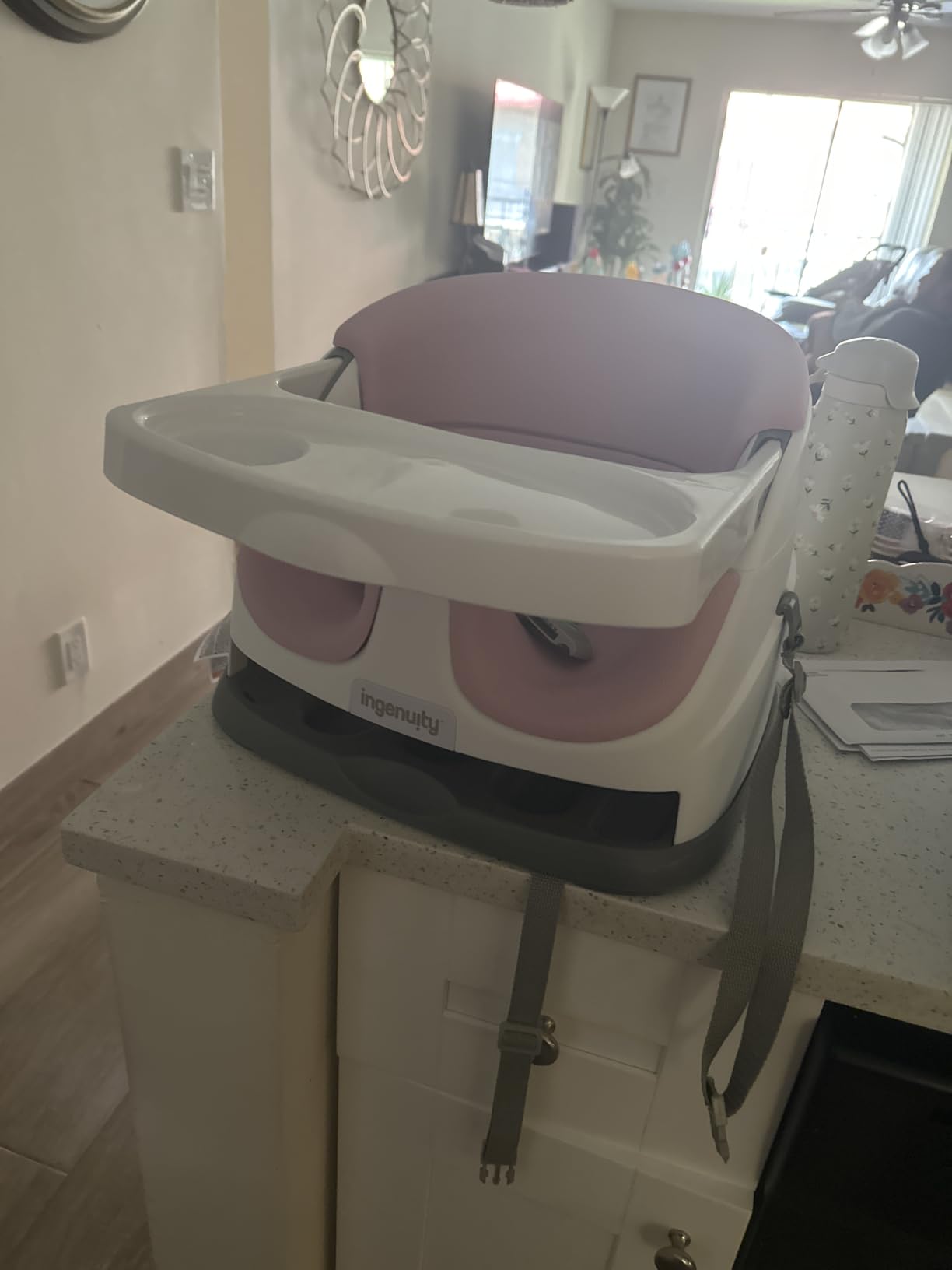 Ingenuity Baby Base 2-in-1 Booster Feeding and Floor Seat with Self-Storing Tray - Slate customer photo 2