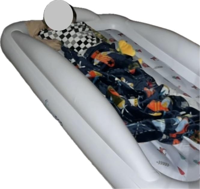 Hiccapop Inflatable Toddler Travel Bed with Safety Bumpers 4-Sided, Grey customer photo 1