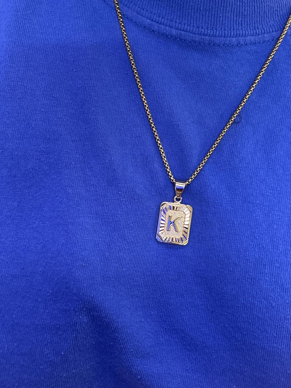 Trendsmax Initial A-Z Letter Pendant Necklace Mens Womens Capital Letter Yellow Gold Plated Stainless Steel Box Chain 22inch customer photo 1
