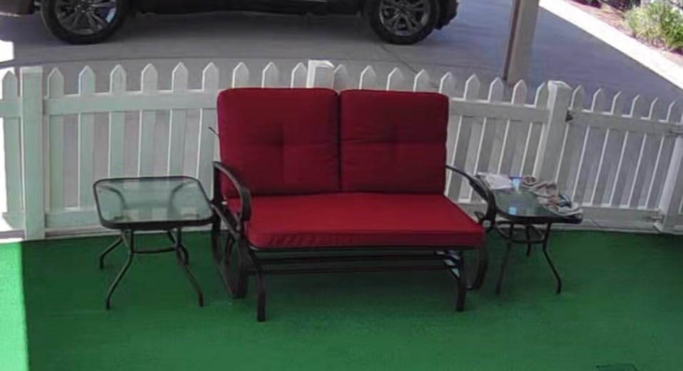 Incbruce Outdoor Swing Glider Rocking Chair Patio Bench for 2 Person, Garden Loveseat Seating Patio Steel Frame Chair Set with Cushion, Peacock Blue customer photo 2