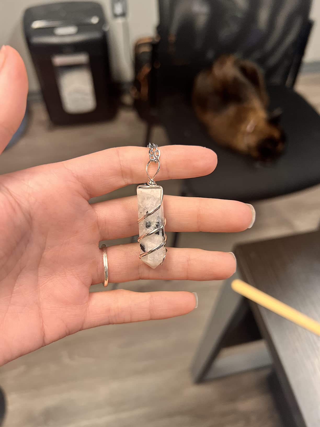 Rainbow Moonstone Healing Crystal Necklace - Lunar Pendant Balance, Inner Light, Love & Creativity customer photo 1