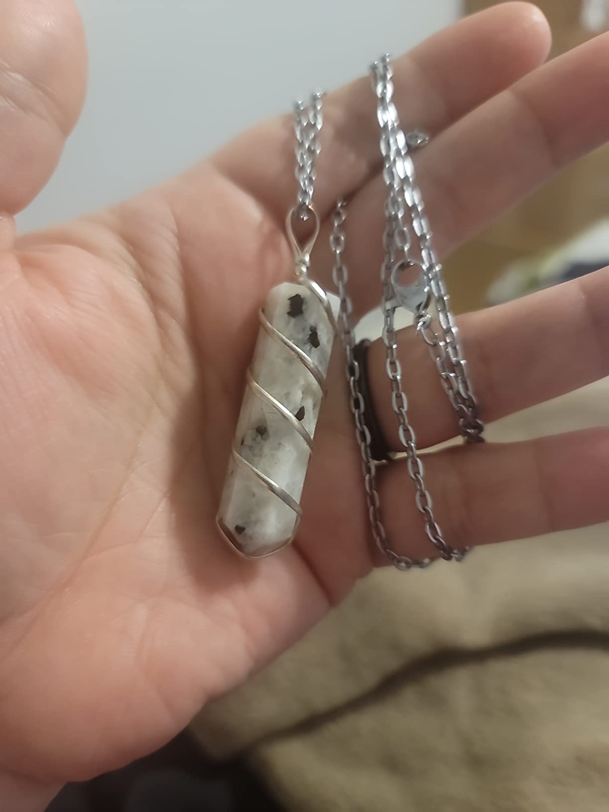 Rainbow Moonstone Healing Crystal Necklace - Lunar Pendant Balance, Inner Light, Love & Creativity customer photo 2