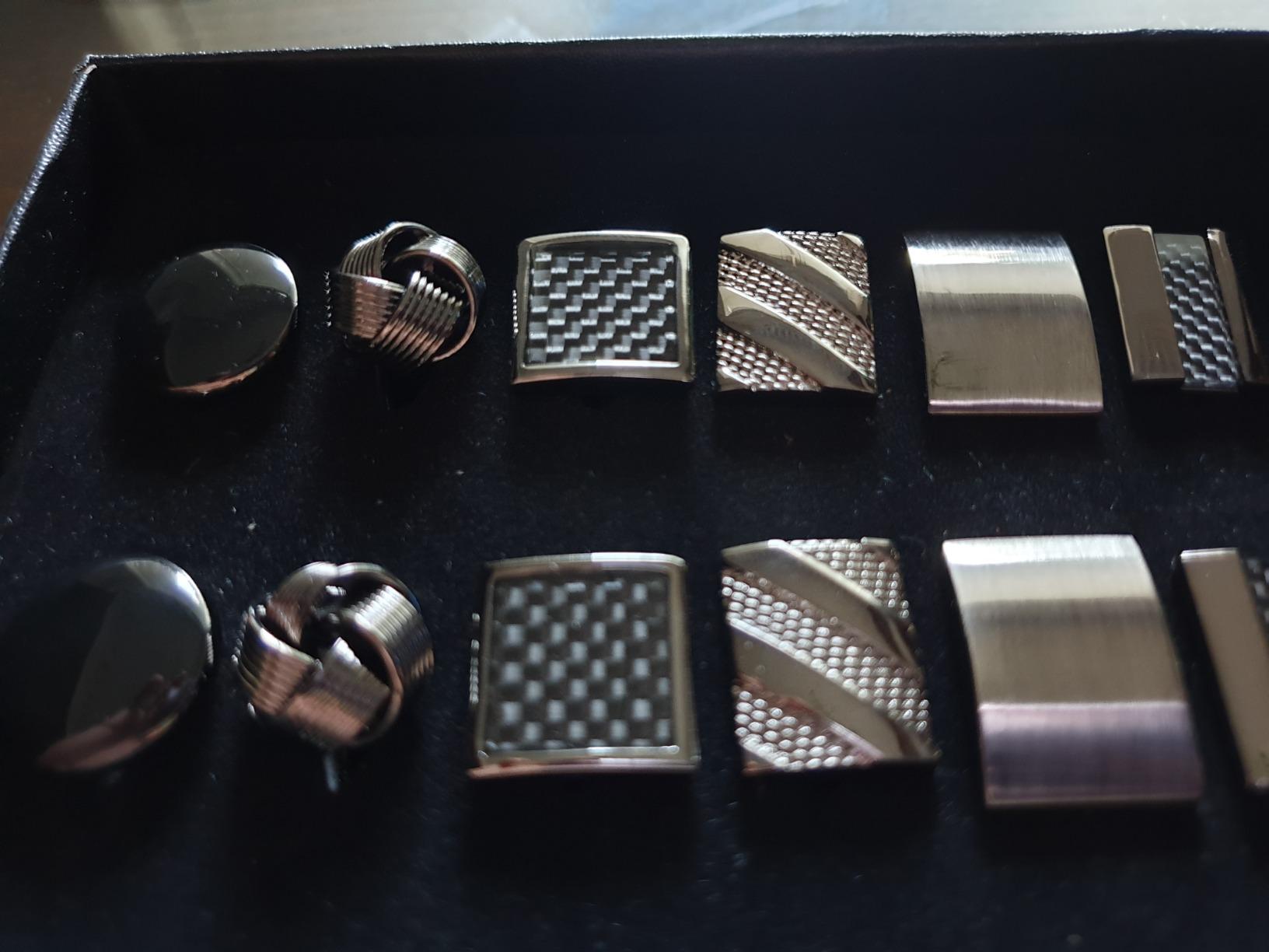 FIBO STEEL Cufflinks for Men Classic Tone Black Cuff Links Set customer photo 1