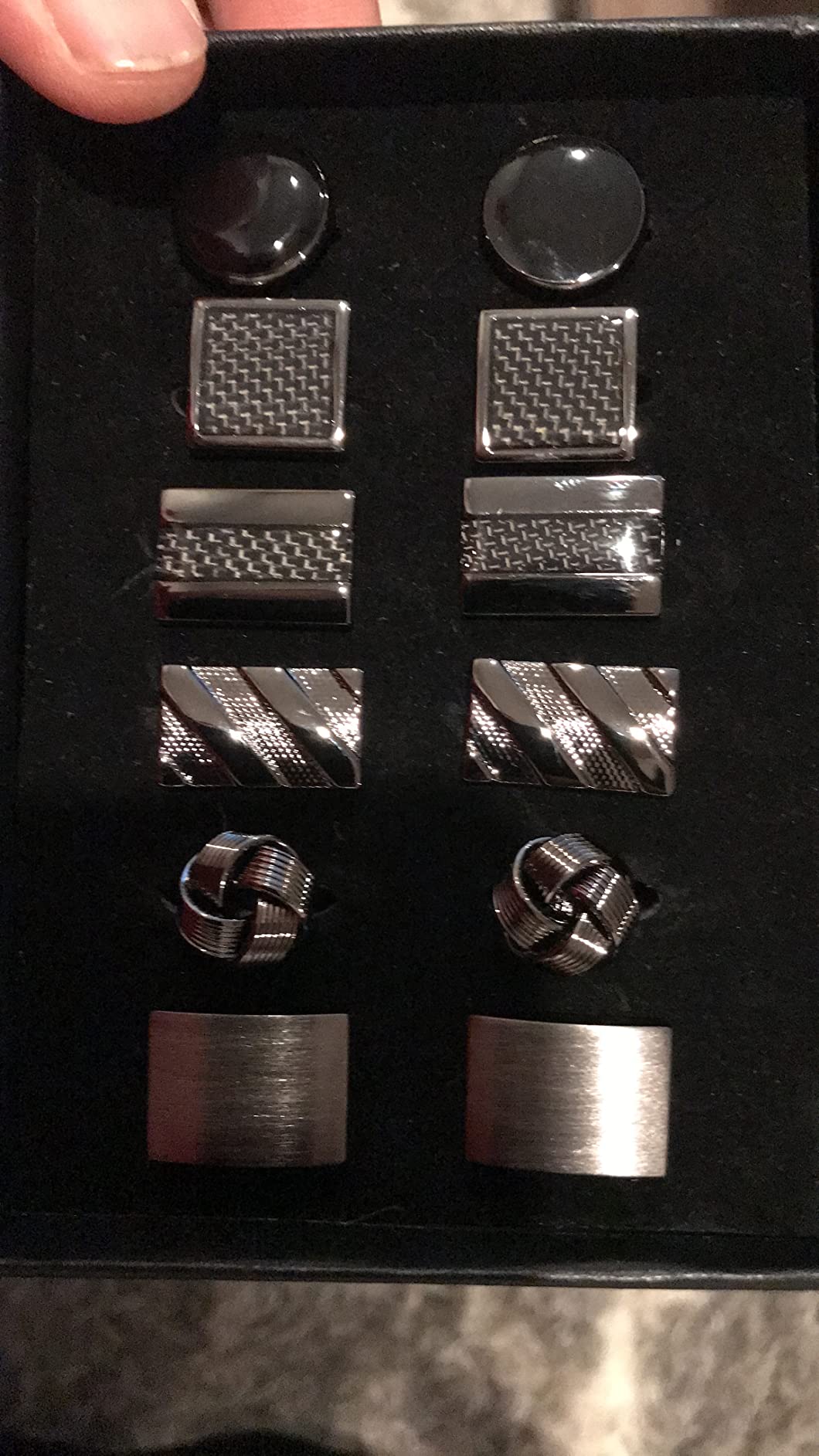 FIBO STEEL Cufflinks for Men Classic Tone Black Cuff Links Set customer photo 2