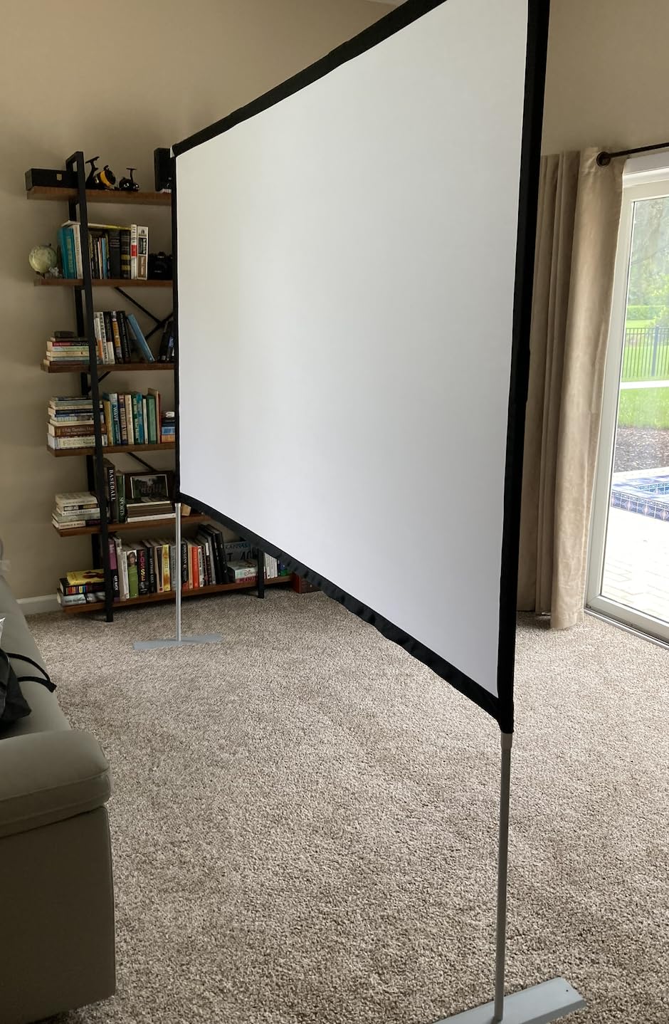 Projector Screen with Stand 100 inch 16:9 HD 4K Outdoor Projector Screen for Home Theater 3D Fast-Folding Portable Projection Screen Indoor Legs and Carry Bag Projector Movie Screen Wrinkle-Free customer photo 1