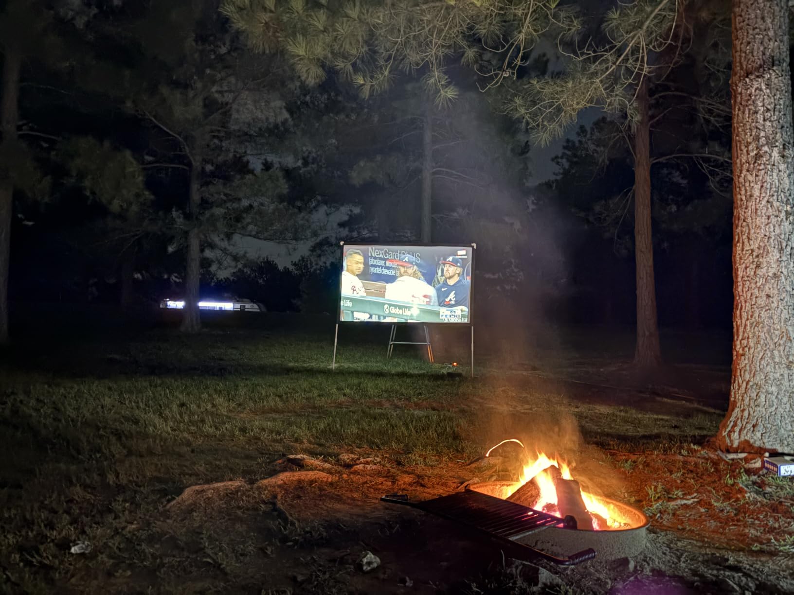 Projector Screen with Stand 100 inch 16:9 HD 4K Outdoor Projector Screen for Home Theater 3D Fast-Folding Portable Projection Screen Indoor Legs and Carry Bag Projector Movie Screen Wrinkle-Free customer photo 2