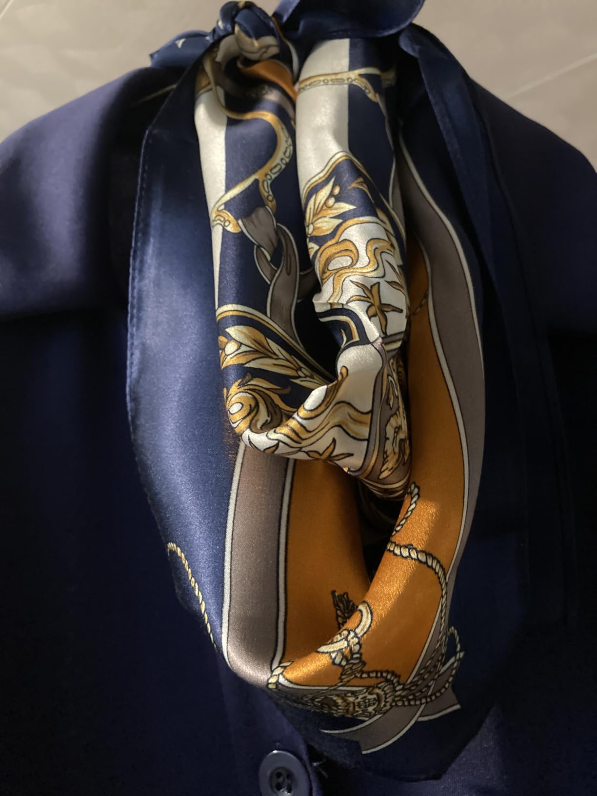 ANDANTINO 100% Mulberry Silk Scarf -21” Square Neckerchief with Gift Packed customer photo 2