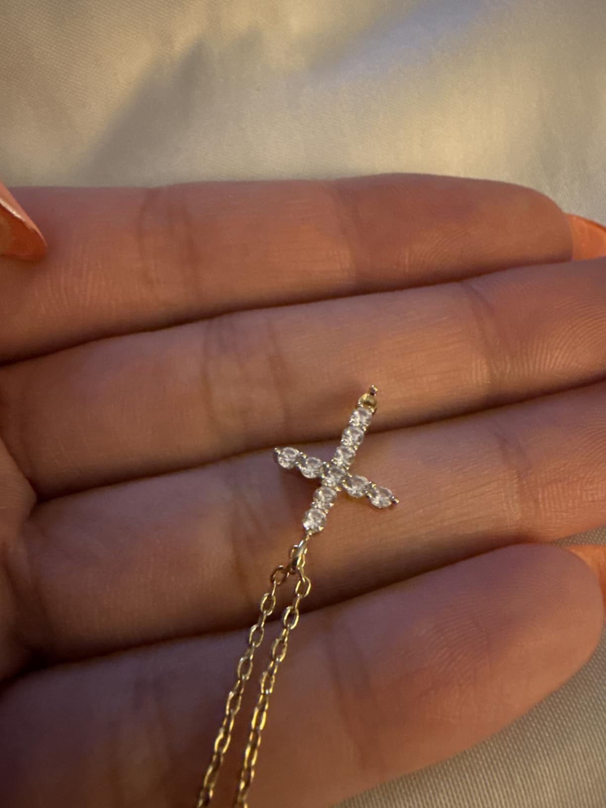 PAVOI 14K Gold Plated Cubic Zirconia Cross Necklace for Women | Cross Faith Pendant Necklaces customer photo 2