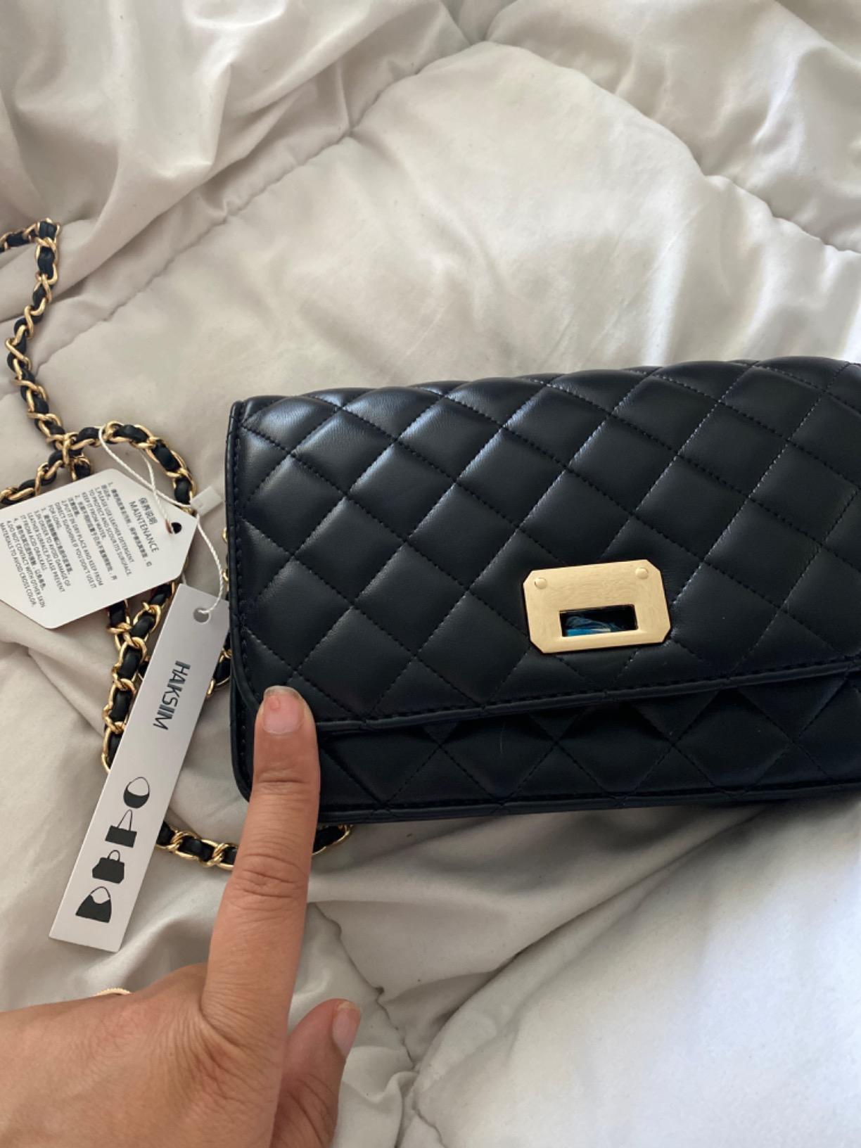 Women Black Quilted Purse Crossbody Designer Shoulder Bag with Chain Strap customer photo 2