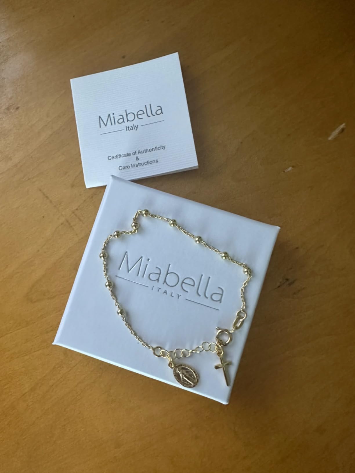 Miabella Italian 18K Gold Plated 925 Sterling Silver Rosary Bracelet Women customer photo 1