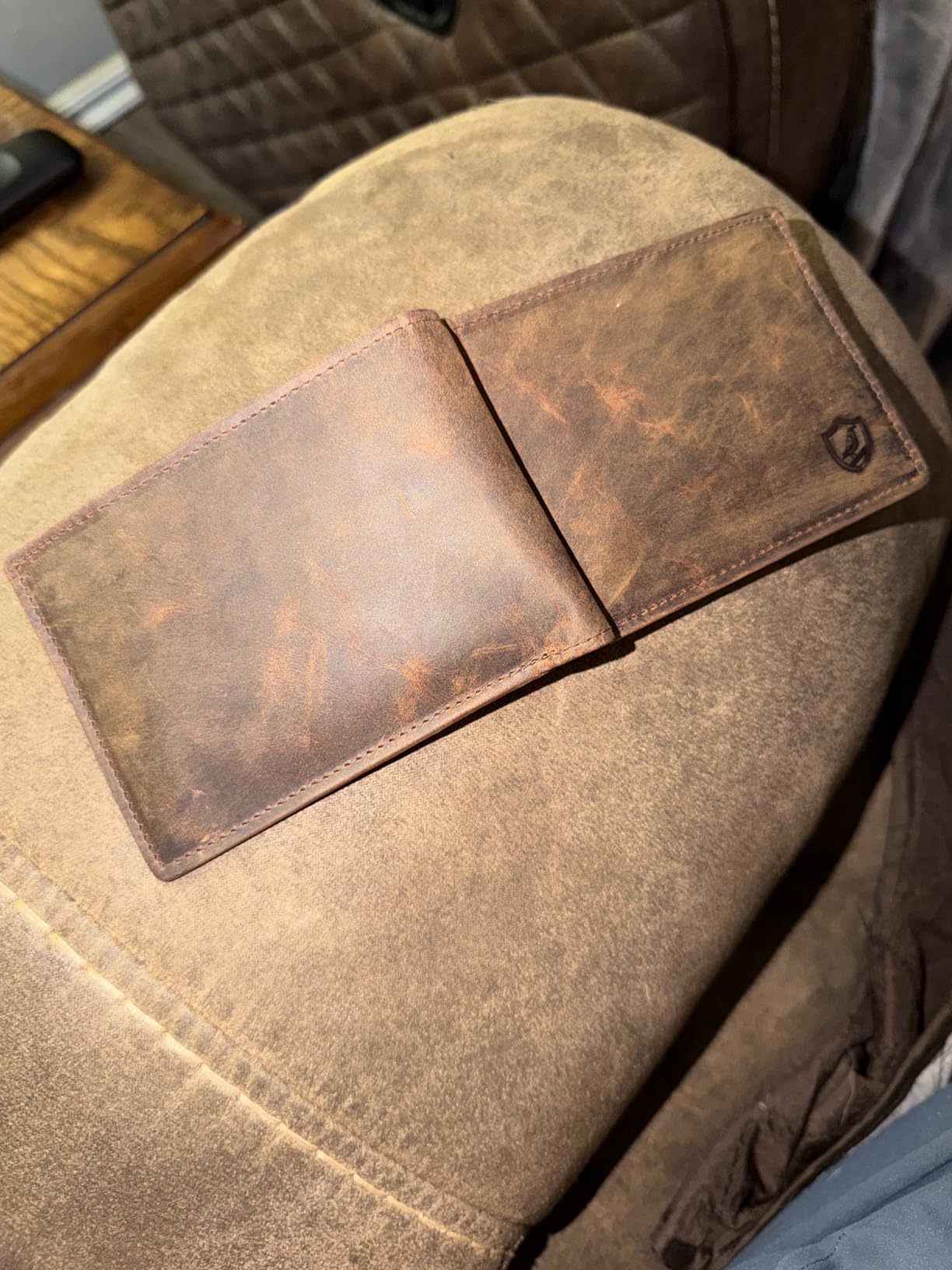 Wallet for Men Slim RFID Blocking Leather Bifold Minimalist 2 ID Windows Gift Box Carteras Para Hombres (CRAZY HORSE, COGNAC) customer photo 2