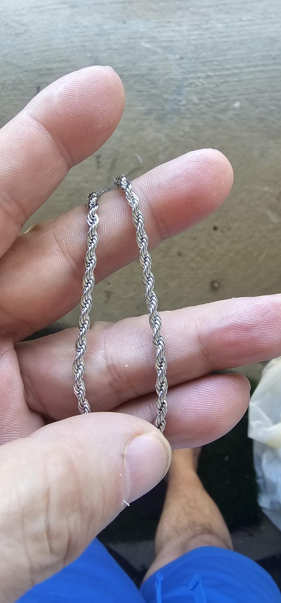 FEEL STYLE Stainless Steel & 925 Sterling Silver Twist Rope Chain for Men customer photo 2