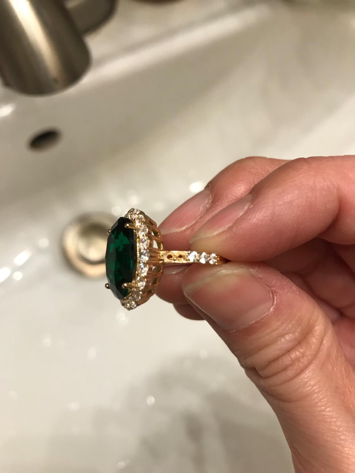 Artilady Gold Emerald Rings for Women, Open Band Adjustable for US 5-10 customer photo 1