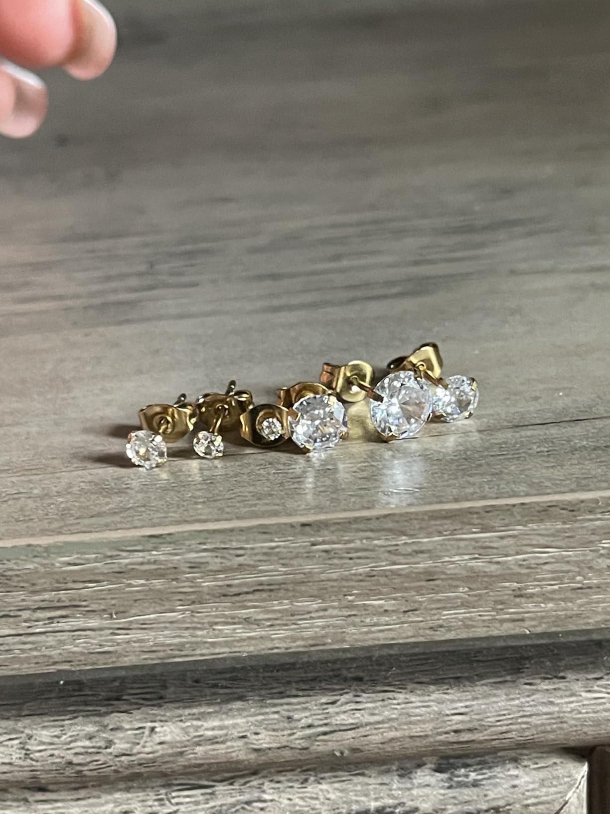 6 Pairs Stud Earrings Set, Hypoallergenic Cubic Zirconia 316L Earrings Stainless Steel CZ Earrings 3-8mm customer photo 1