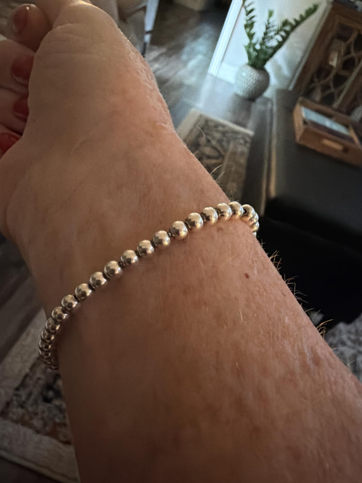 Miabella Italian 925 Sterling Silver 4mm Ball Bracelet for Women | Fine Jewelry, Strand Chain, Polished Bead, Made in Italy customer photo 1