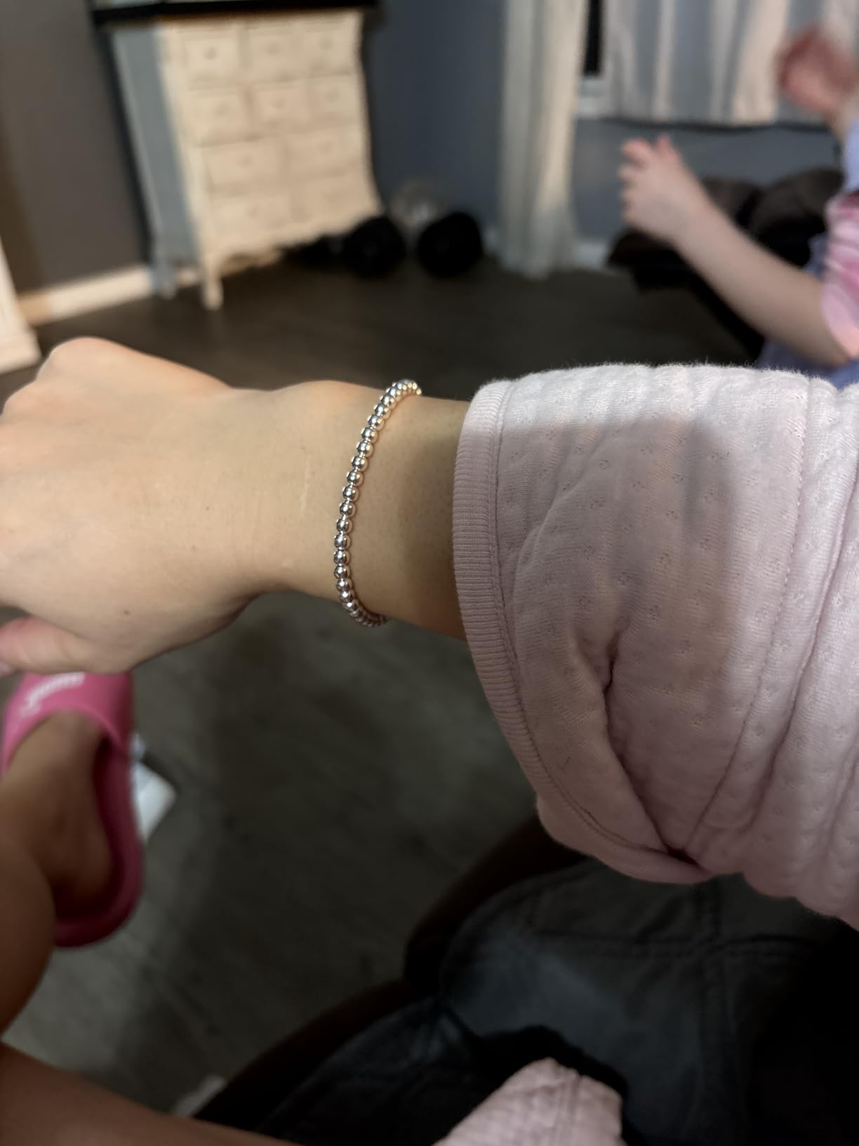 Miabella Italian 925 Sterling Silver 4mm Ball Bracelet for Women | Fine Jewelry, Strand Chain, Polished Bead, Made in Italy customer photo 2