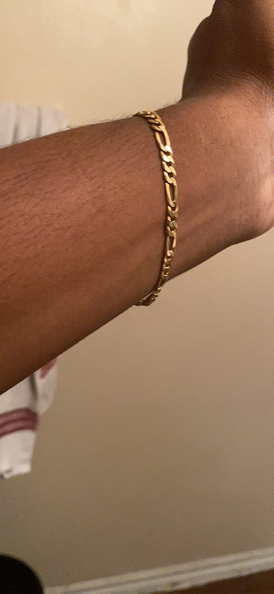 Miabella 18K Gold Over 925 Sterling Silver 5mm Figaro Bracelet Women Men | Italian Fine Jewelry, Diamond-Cut Link Chain, Made in Italy customer photo 1