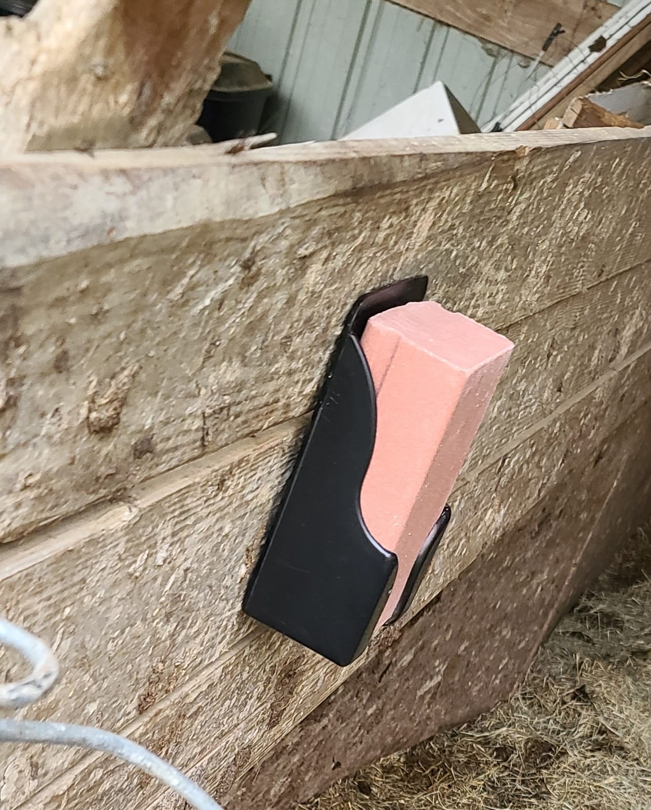 LBH Market Small Plastic 4lb Mineral Salt Block Holder for Deer, Whitetail, Goat, Horse - Salt Lick Block, Stall Wall Fasteners Included (Black) customer photo 1