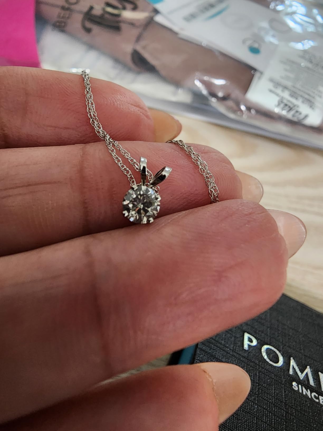 Pompeii 1/3 Ct Diamond Solitaire Pendant Necklace in 14k White Or Yellow Gold customer photo 2