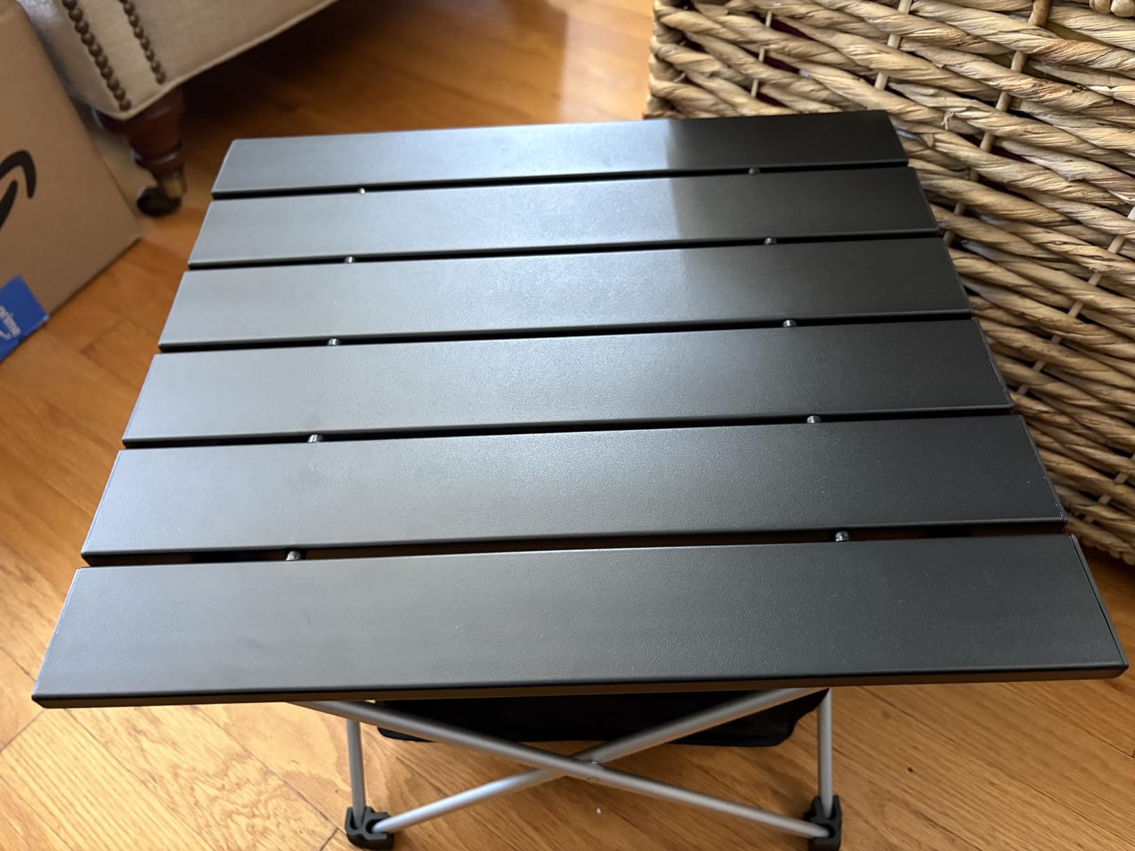 Grope Portable Camping Table,Aluminum Folding Beach Table (Black-S) customer photo 1