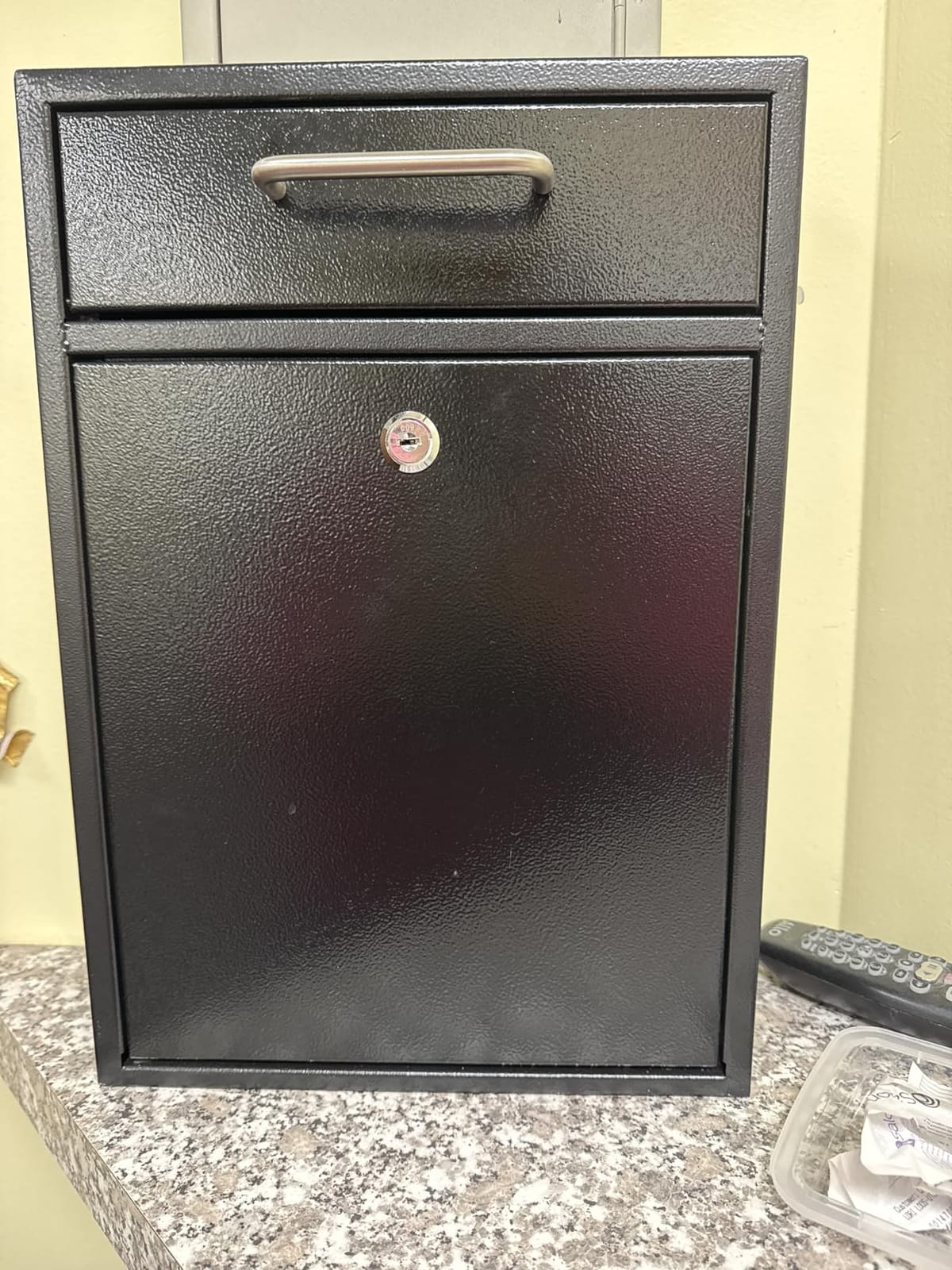 KYODOLED Steel Key Lock Mail Boxes Outdoor, Locking Wall Mount Mailbox, Security Lock Drop Box, Collection Boxes for Home, Office or Commercial,16.2H x 11.2L x 4.6W Inches, Black X Large customer photo 1
