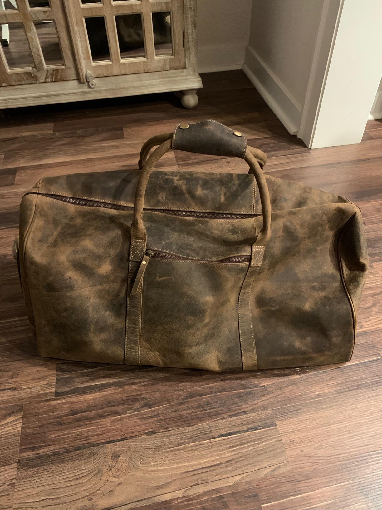 KomalC 24 Inch Leather Duffle Bag for Men & Women, Travel Weekend Bag customer photo 1