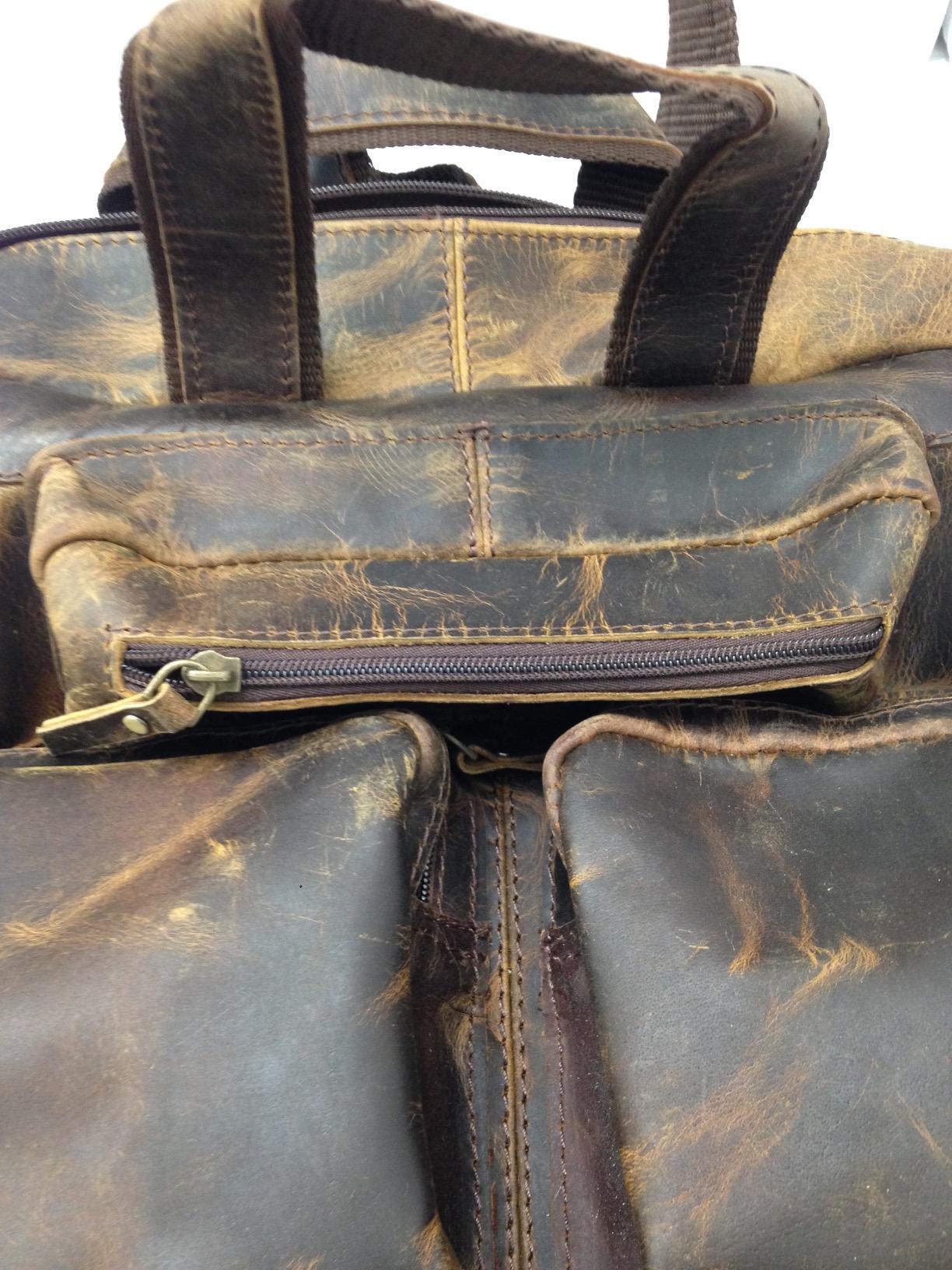 Vintage Buffalo Leather Backpack Multi Pockets Travel Bag for Men/Women customer photo 1