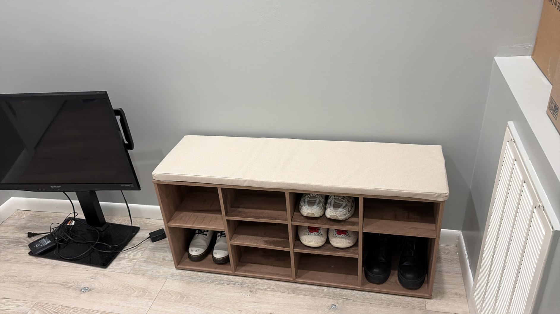 VASAGLE Shoe Bench with Cushion, 15 Compartments, 11.8 x 41.3 x 18.9 Inches customer photo 1