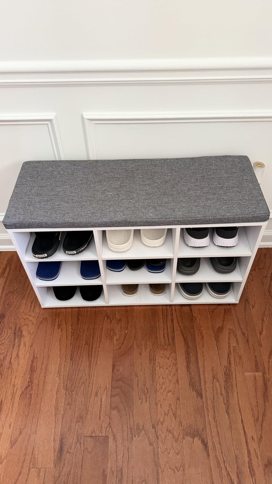 VASAGLE Shoe Bench with Cushion, 15 Compartments, 11.8 x 41.3 x 18.9 Inches customer photo 2