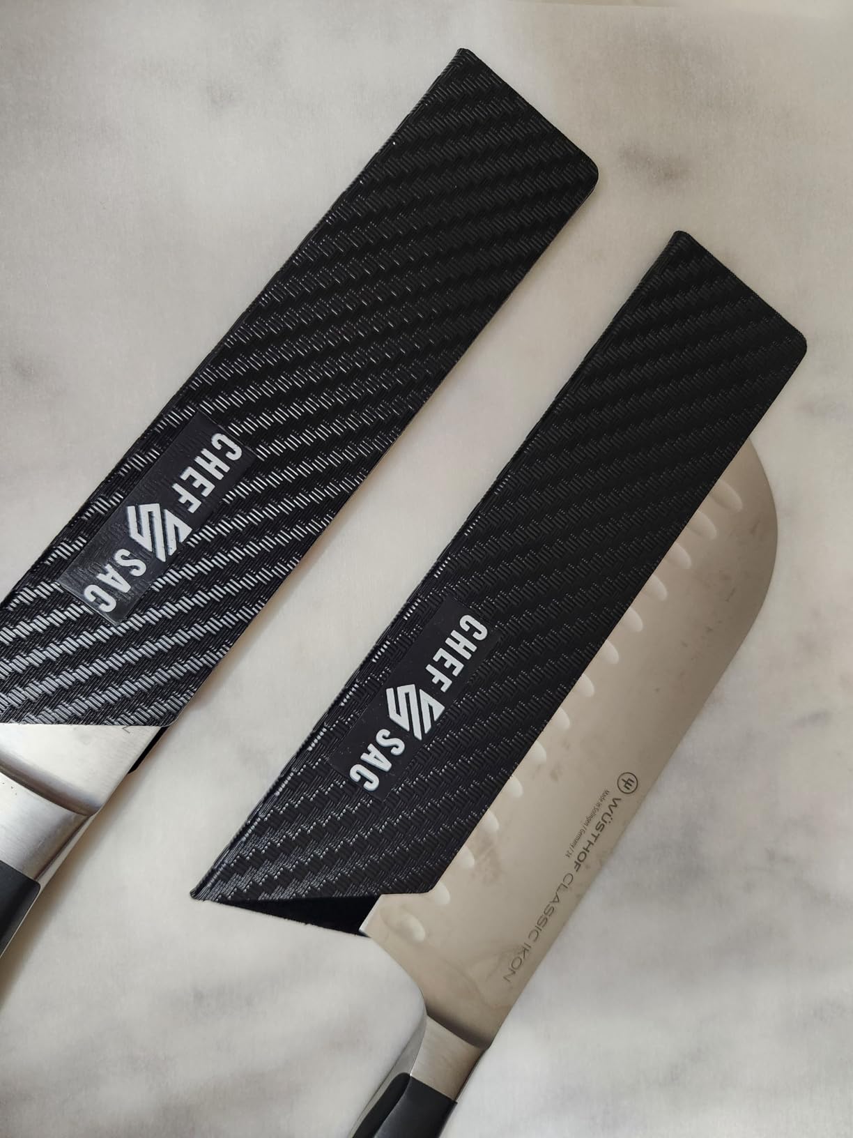 Chef Sac Knife Edge Guards | Universal Knife Cover & Professional Knife Protector | Durable BPA-Free ABS Plastic Knife Guards | Gentle Non-Scratch Felt Lining Chef Knife Sheath (1-Pack) customer photo 2
