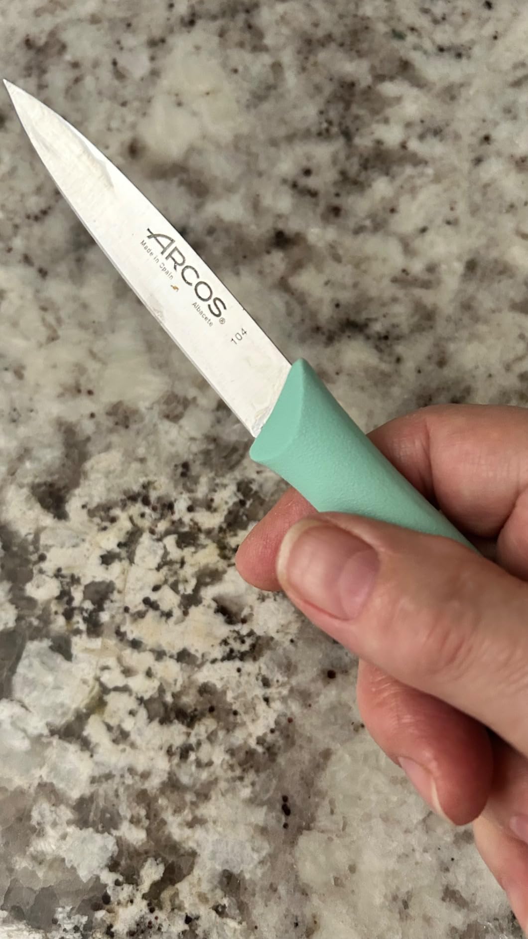 Arcos Paring Knife Set of 3 Pieces 4 Inch Stainless Steel. Colorful Kitchen Knives for Peeling Fruits and Vegetables. Ergonomic Polypropylene Handle. Series Nova. Color Orange, Yellow and Blue. customer photo 1